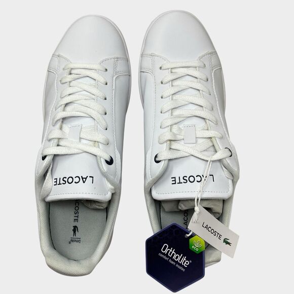 Lacoste Sneakers Mens 8.5 White Leather Low Top Casual Tennis Carnaby Pro Shoes - Picture 6 of 10